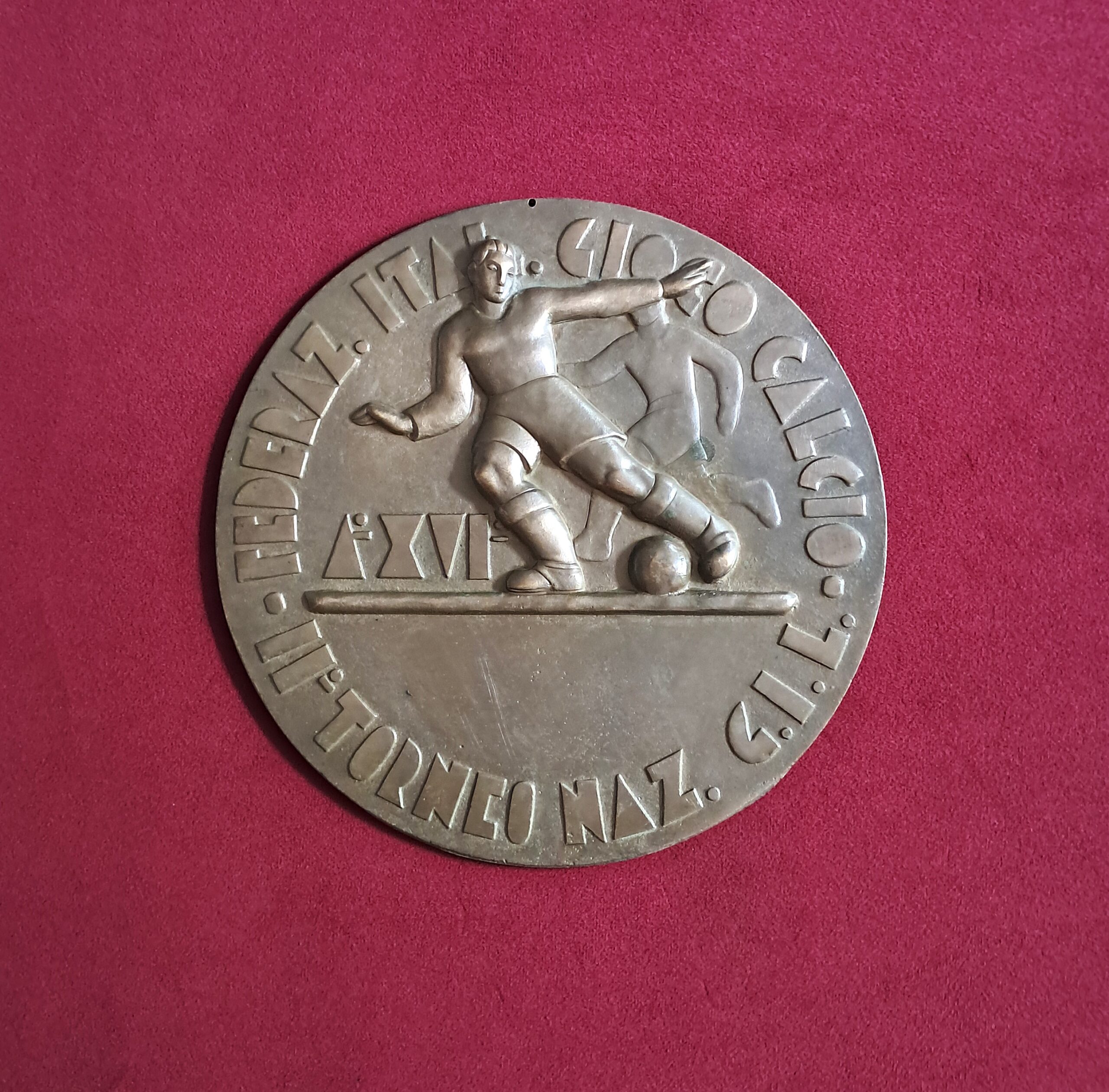 Bronzo per medaglia epoca fascista F.I.G.C. – ”II Tormeo Nazionale – Gioventù Italiana del Littorio”