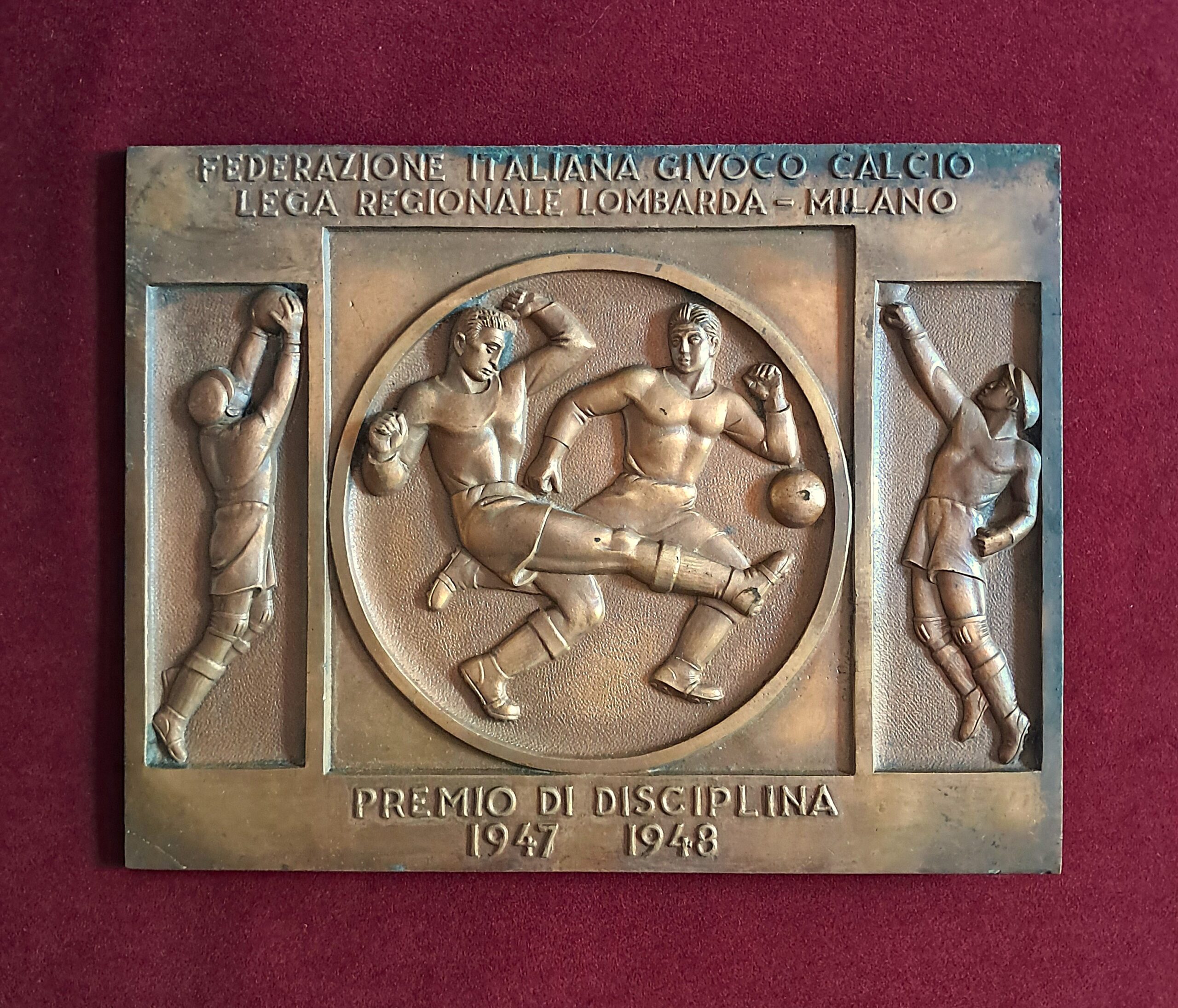 Bronzo per targa F.I.G.C.- Lega Regionale Lombarda ”Premio Disciplina 1947-48” (Cat. Storico rif. Tav. 61 n. 515)