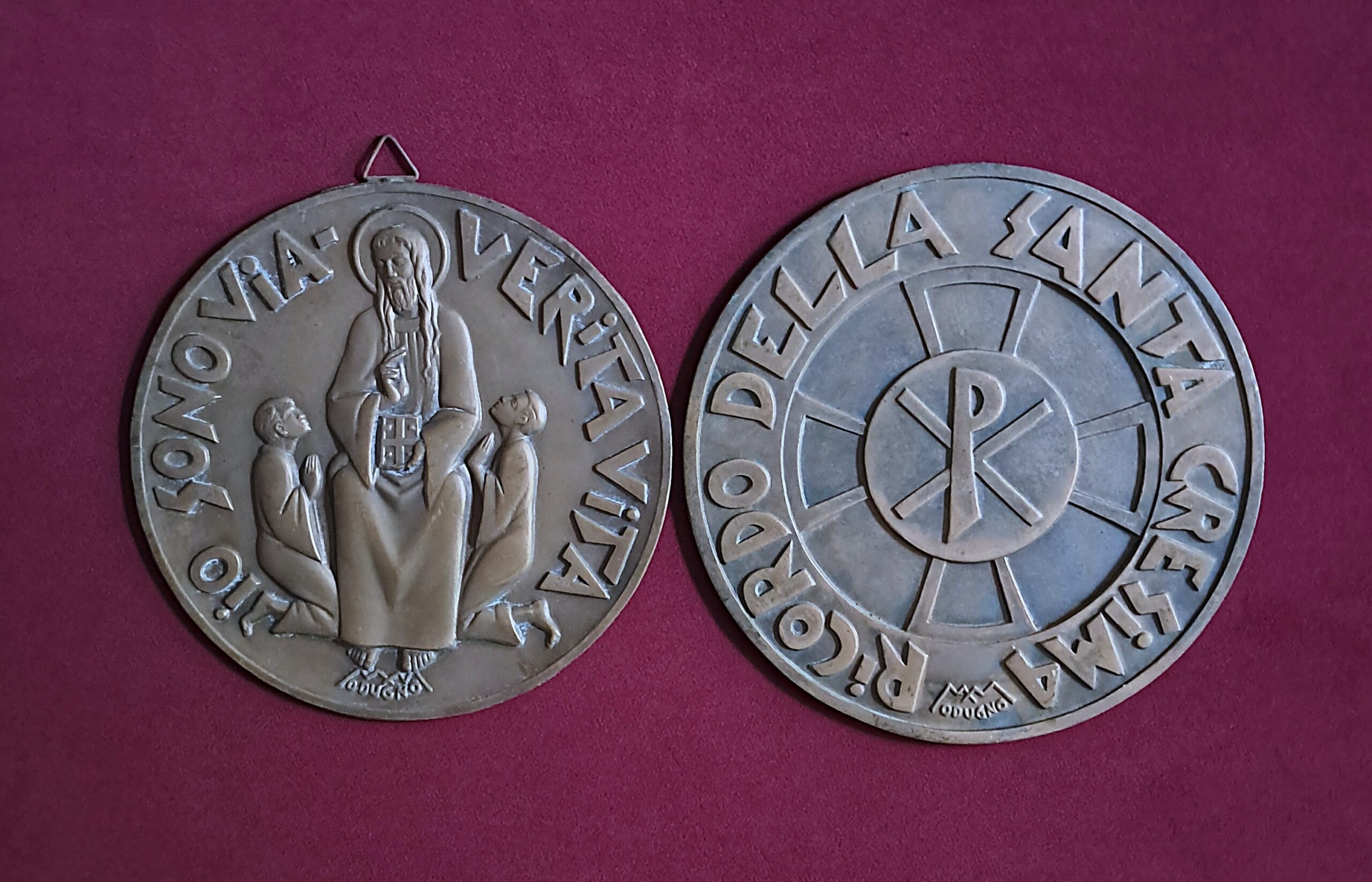 Bronzi per medaglia religiosa ”Ricordo della Santa Cresima” su disegno di M. Modugno