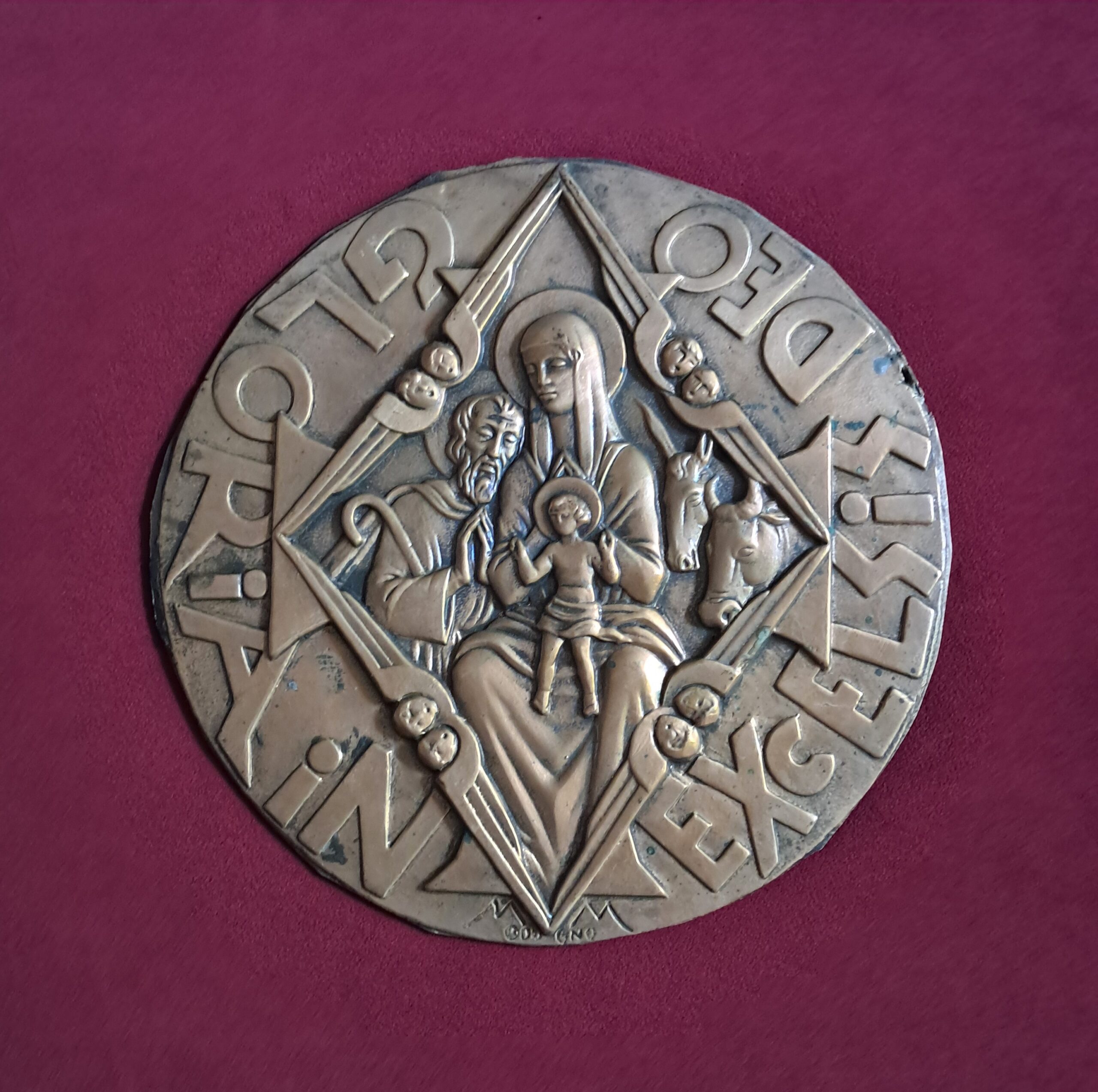 Bronzo per medaglia ”Sacra Famiglia” su disegno di M. Modugno